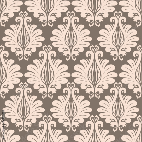 Wallpaper in the style of Baroque. A seamless vector background. Floral ornament. Graphic modern pattern