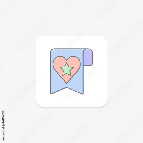 Favorites icon, favorites list, favorite items, favorite dishes, favorite restaurants lineal color icon, editable vector icon, pixel perfect, illustrator ai file