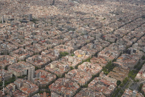 Canvas Print Aerial view of houses at Eixample residential district urban