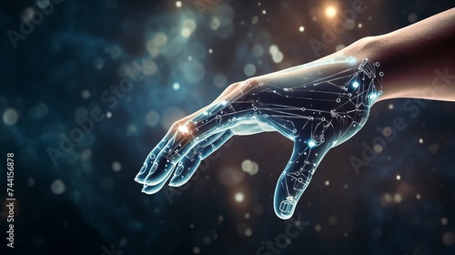 AI, Machine learning, Hands of robot and human touching on big data network connection, Data exchange, deep learning, Science and artificial intelligence technology, innovation of futuristic