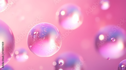 Vibrant bubbles float gracefully in the air, creating a playful and lively scene © jiejie
