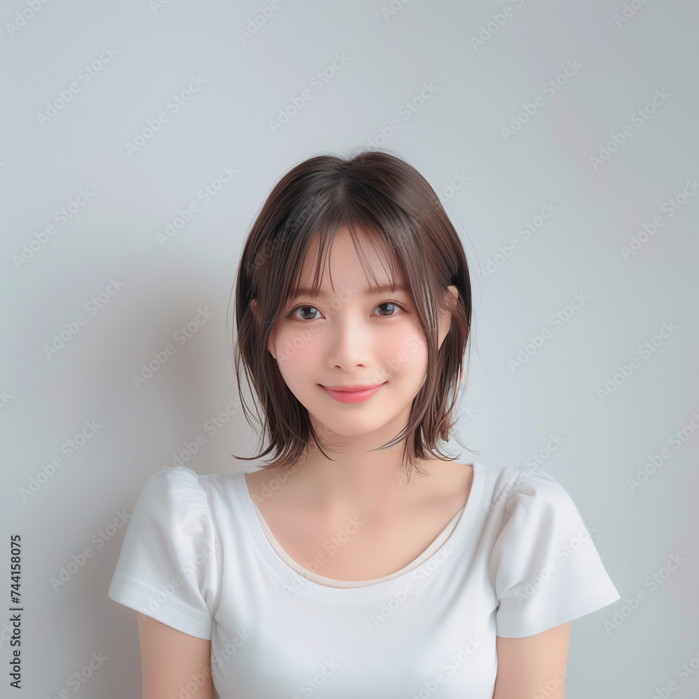 笑顔のかわいいTシャツ女子 笑顔のかわいいTシャツ女子