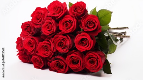 Big bunch bouquet of red roses isolated on the white background