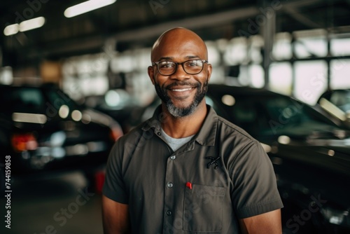 Portrait of a middle aged car mechanic in repair shop © Baba Images