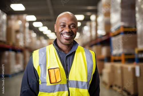 Smiling portrait of young man in warehouse © Baba Images