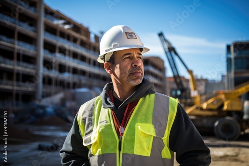 Portrait of a middle aged male construction worker outside