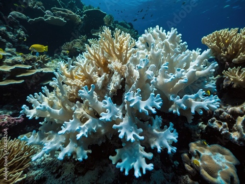 Coral bleaching linked to elevated sea temps: Loss of symbiotic zooxanthellae threatens Pacific reef. Impact of bleaching event on Pacific reef