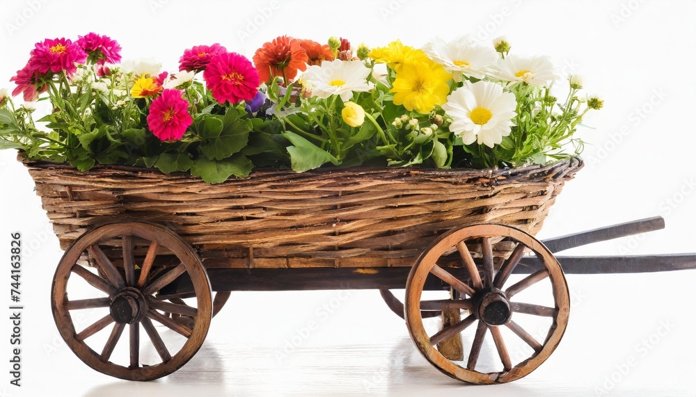 wagon flowers isolated