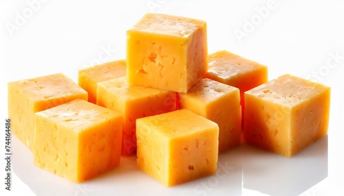 cubes of colby cheese isolated on white