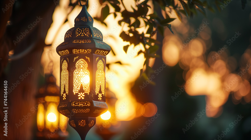 Traditional Muslim Arabic holiday Ramadan, background. AI Generated