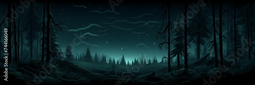Dark Mysterious Forest Landscape Background image HQ Print 15232x5120 pixels. Neo Game Art V5 27