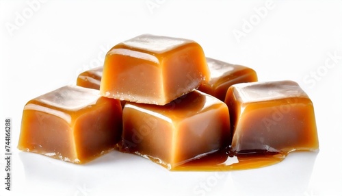 caramel candies isolated on white background