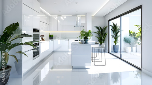 White Kitchen With Plants