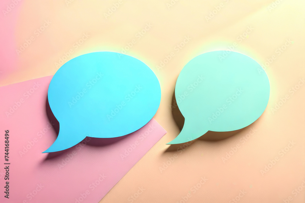 3D Speech Bubbles on Pastel Backdrop 3D Speech Bubbles on Pastel Backdrop