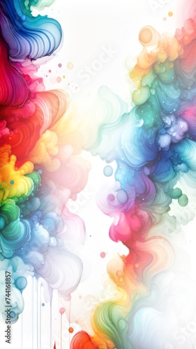 Trendy multicolor and white splash. Abstraction inspired by alcohol ink and watercolors paint. Luxury abstract background and wallpaper. Composition for yours design, poster, header.