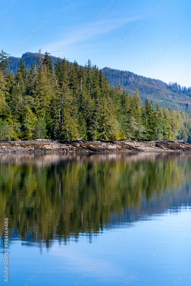 Reflection of trees in the water near Ketchikan, Alaska