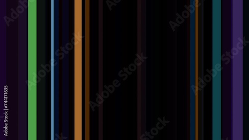 Moving and flickering colorful vertical stripes pattern on black background