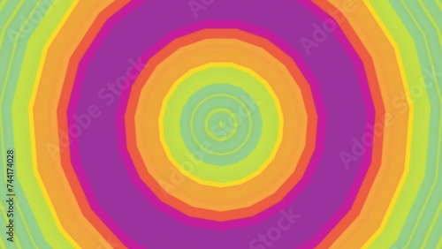 Bright iridescent background, throbbing abstract colorful circle pattern
