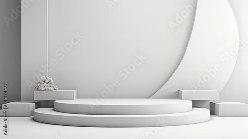 Podium in abstract white composition  3d render  3d illustration