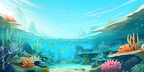 Colorful illustration underwater life of Great Barrier reefs
