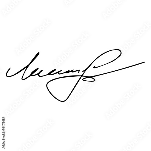 Autograph fictitious, handwritten fake signature. Isolated doodle on white background, vector illustration