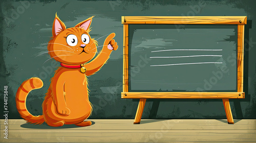 Educational Classroom Insights: Teacher Cat and Blackboard