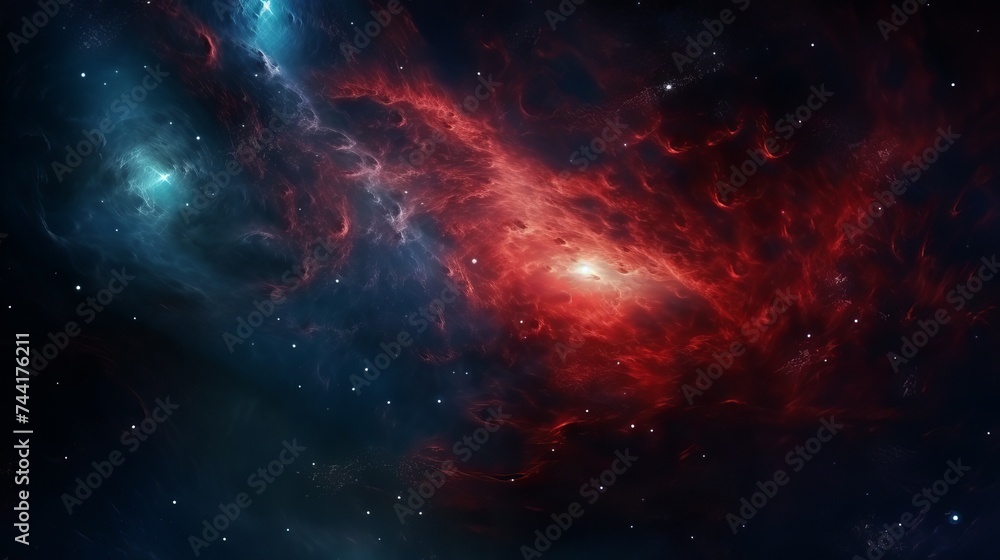 Red galaxy in deep space.