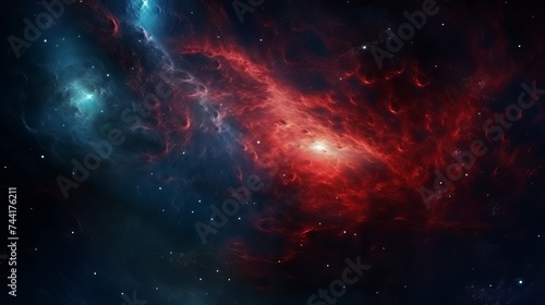Red galaxy in deep space.