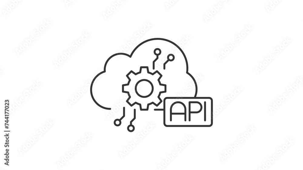 Vector icon of Digital Connectivity, API Integration. Cloud Connection ...
