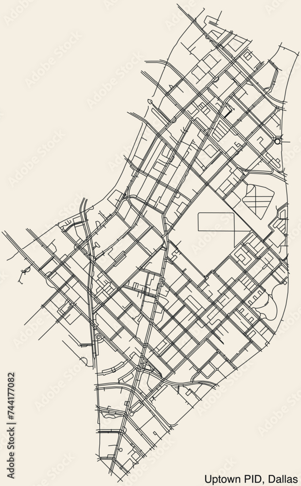 Street roads map of the UPTOWN Public Improvement District neighborhood, DALLAS