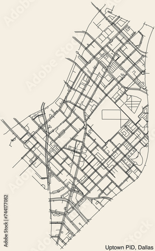 Street roads map of the UPTOWN Public Improvement District neighborhood, DALLAS