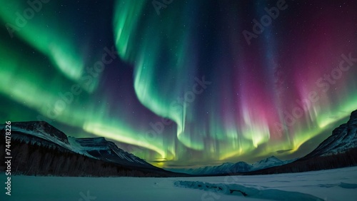 Aurora borealis with reflection on lake