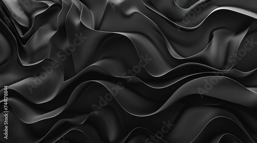 Dynamic smoothed 3D-rendered abstract background with dark black colors