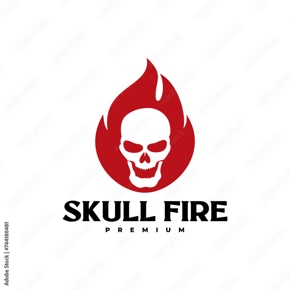 SKULL FIRE FLAME LOGO VECTOR ICON ILLUSTRATION SKULL FIRE FLAME LOGO VECTOR ICON ILLUSTRATION