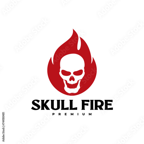 SKULL FIRE FLAME LOGO VECTOR ICON ILLUSTRATION