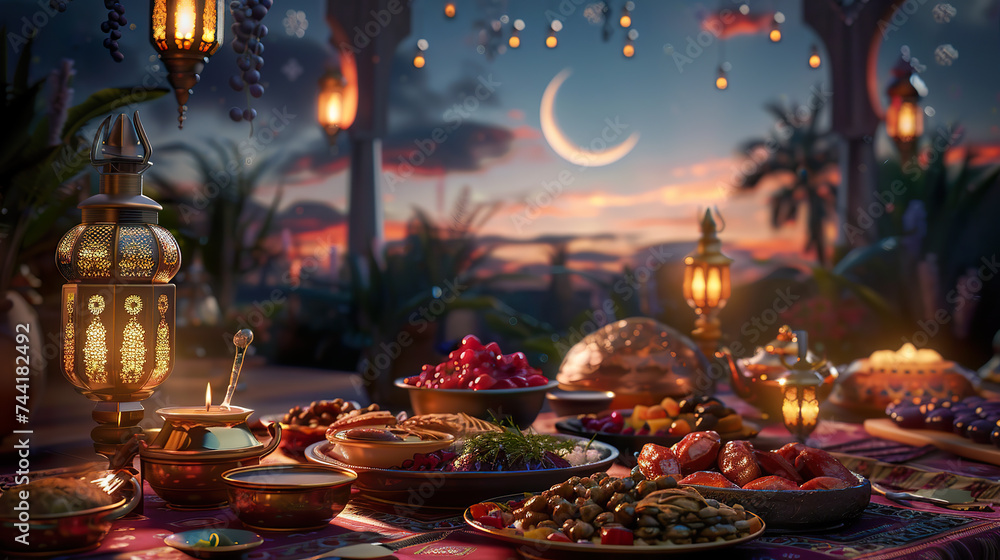 Crescent Moon Adorning the Ramadan Table