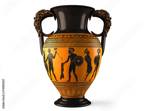 Ancient greek vase isolated on white transparent background, png