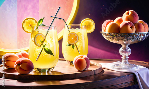 Refreshing Summer Lemonade with Fresh Fruits. AI generated