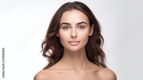 Young woman with beautiful healthy face - isolated on white © Elchin Abilov