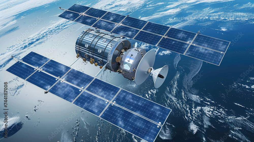 Fototapeta premium Global Connectivity: Satellite Constellation & Network Visualization