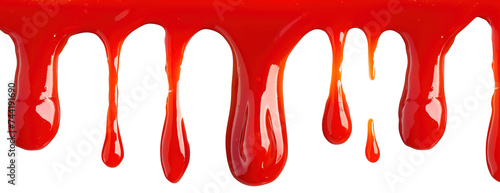 Ketchup sauce dripping over white transparent background © LorenaPh
