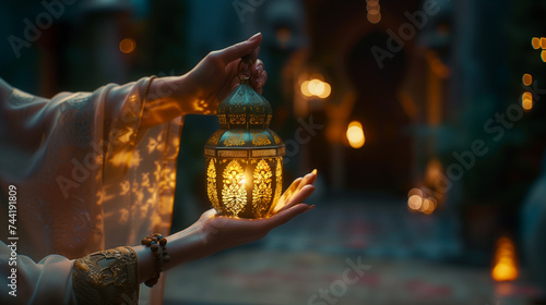 Female holding a candle in ...
