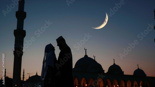 Couple as love silhouette o...