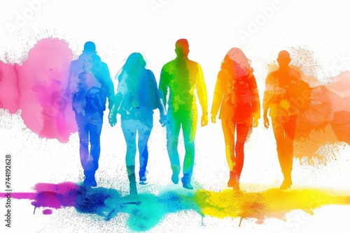 LGBTQ Pride international orange. Rainbow thons colorful contragender diversity Flag. Gradient motley colored kelly green LGBT rights parade festival fresh diverse gender illustration photo
