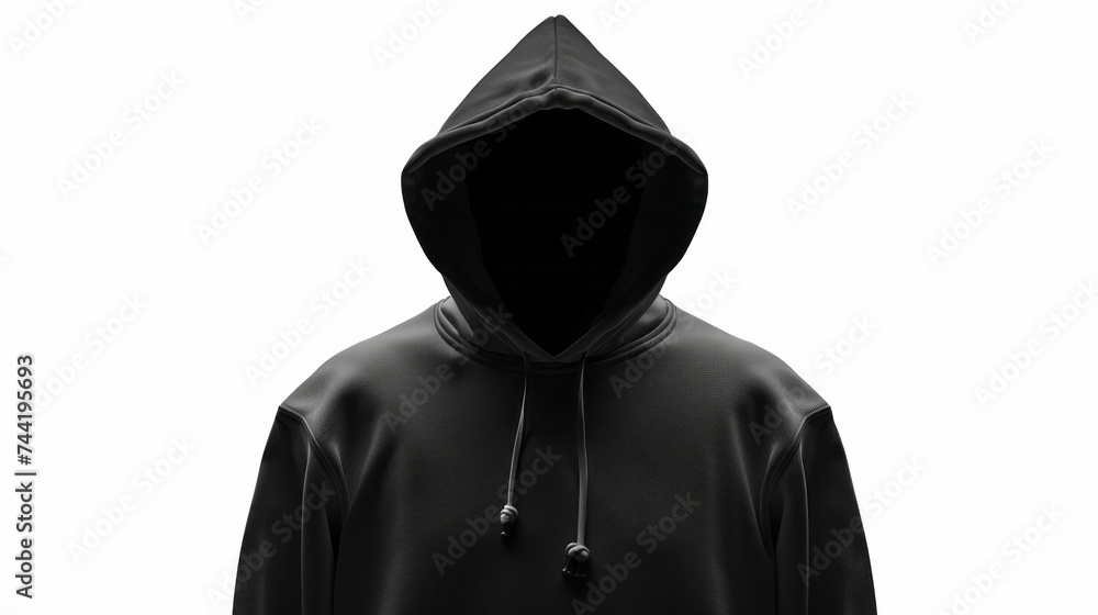 Blank black hoodie mockup. Hoodie for design mockup for print, isolated on white background