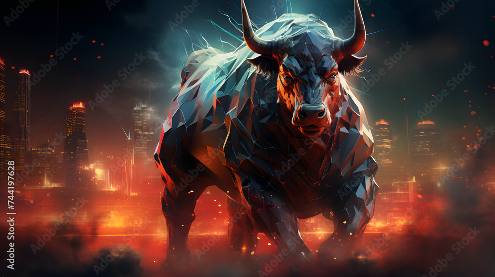 Fototapeta premium the bull and the city