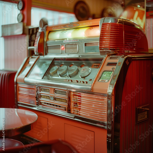 Vintage Jukebox in Retro Diner Setting