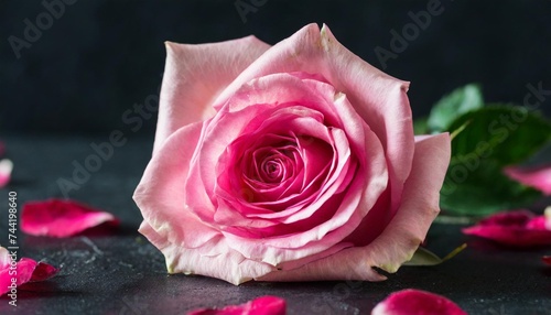 pink rose on a black background rose petals fall autumn flower concept