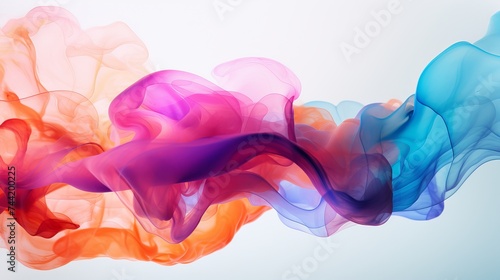 Beautiful abstraction of liquid paints in slow blending flow mixing together gently