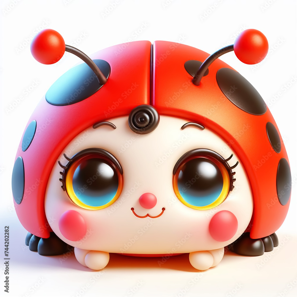 3D funny ladybug cartoon. Wild animals for children's illustrations. AI generated 3D funny ladybug cartoon. Wild animals for children's illustrations. AI generated